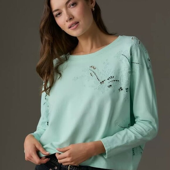 BNWT "By Anthropologie" Embroidered Sweatshirt - Picture 1 of 6